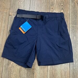 Columbia Landroamer Ripstop Shorts Mens 32 7" Inseam Blue Belted Elastic Waist